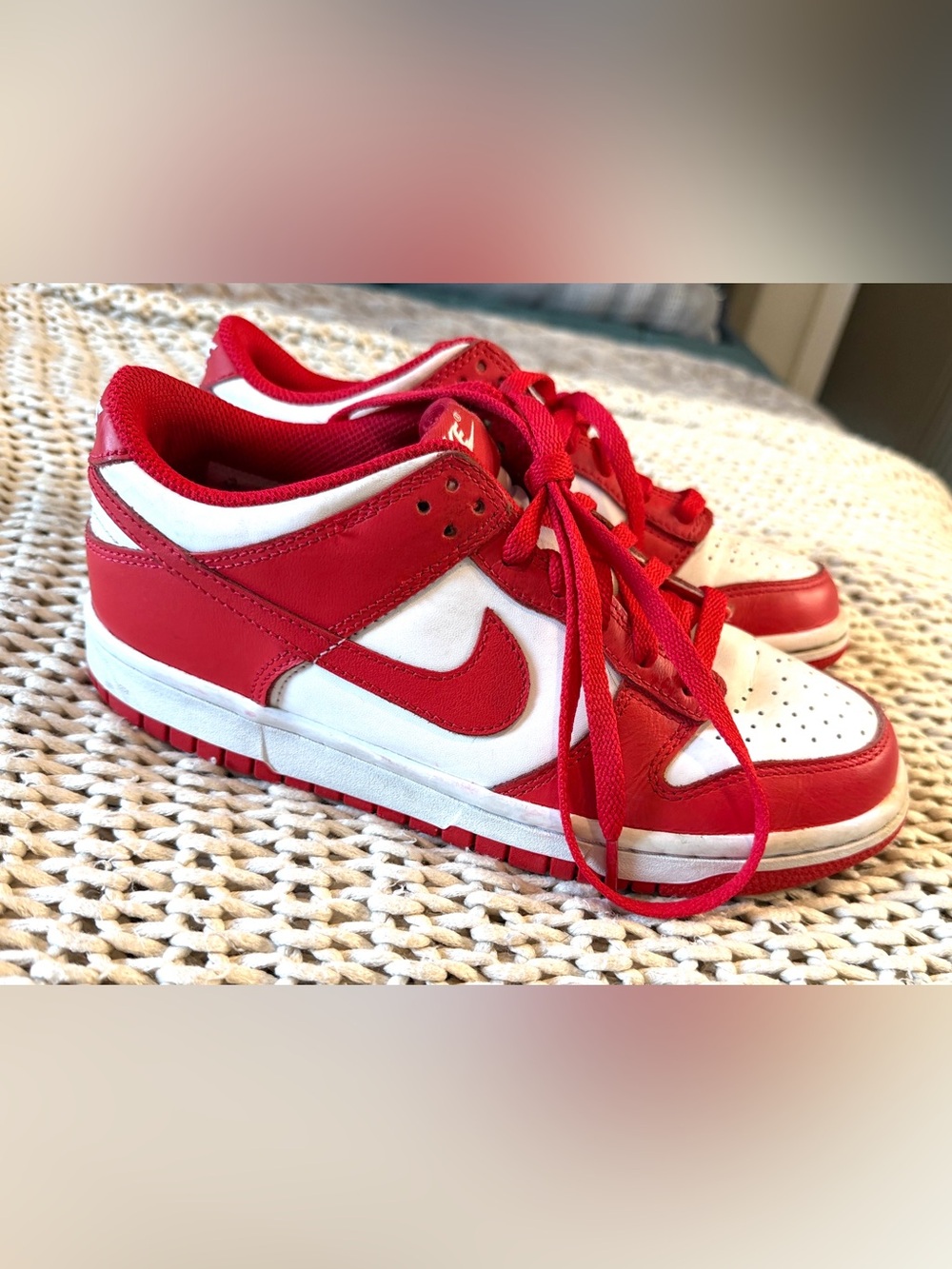 Nike Kids Low-Top dunks Sneakers in Red and White